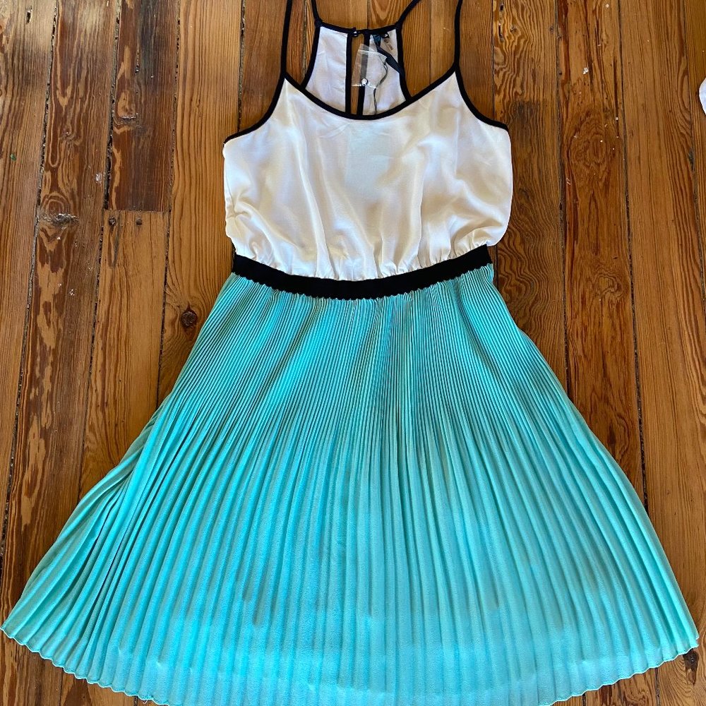 Cream & Mint Summer Dress Pleated Skirt NWT